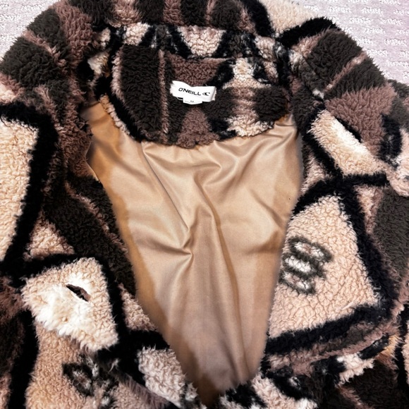 O’Neill Heath Geo Print High Pile Fleece Jacket Woman’s Sz Medium Oversized - Picture 10 of 11